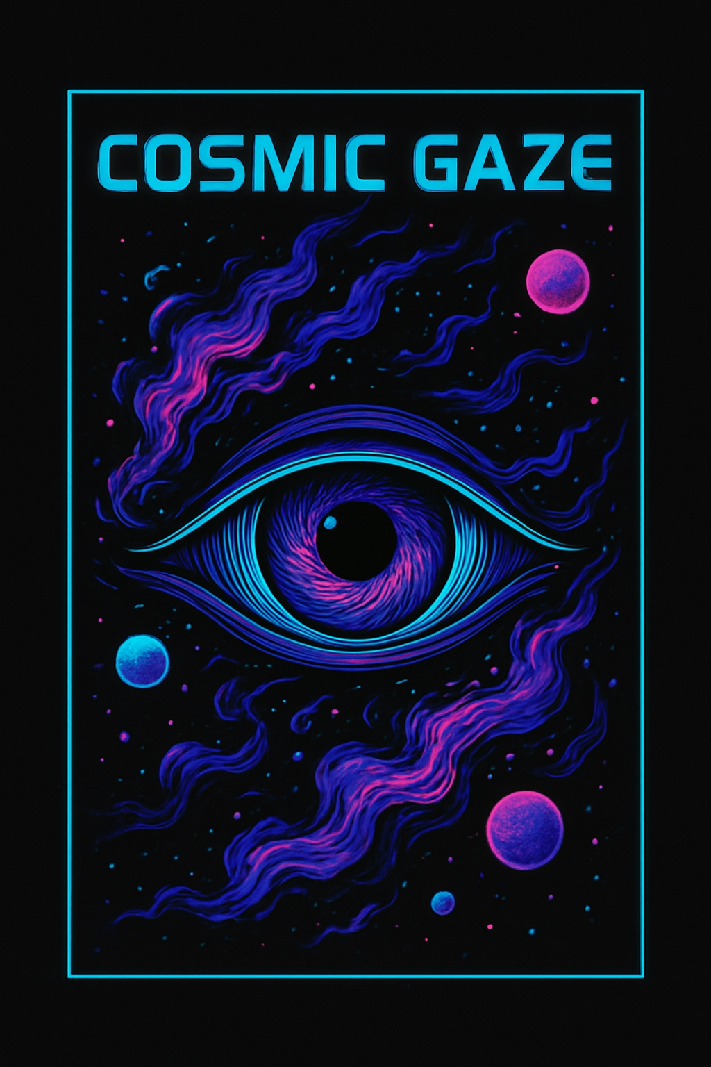 Psychedelic Cosmic Gaze Eye Art with Neon Colors Poster
