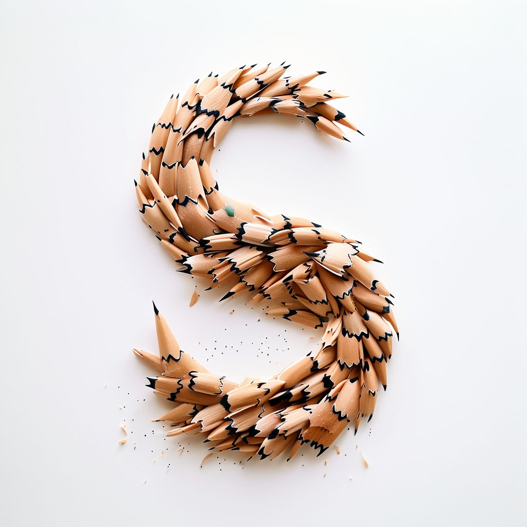 Intricate Pencil Shavings Monogram Art Design for Letter S