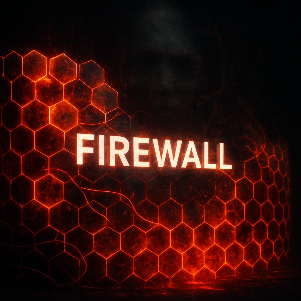Vivid Hexagonal FIREWALL Artwork with Neon Elements Spotify Album Cover