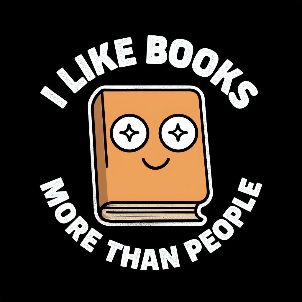 I Like Books More Than People Cartoon T-Shirt