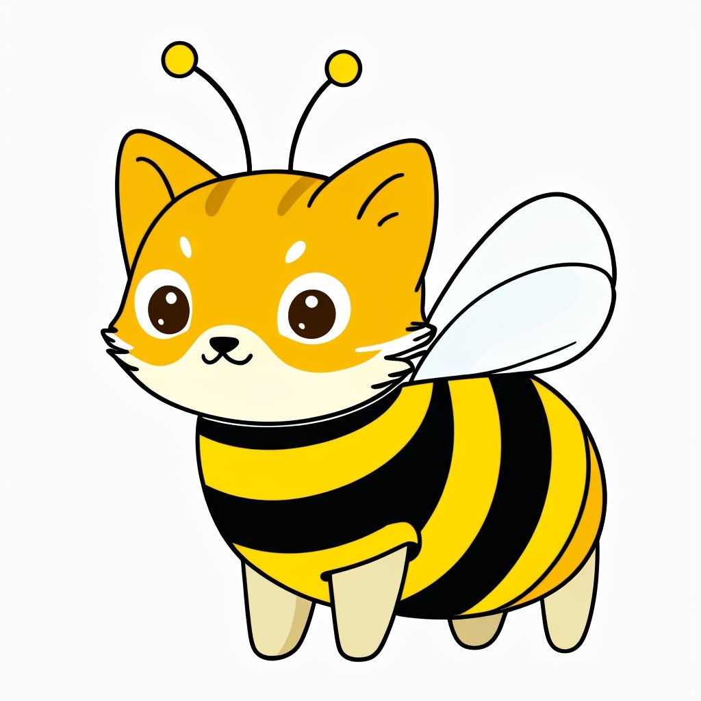 Cute Cartoon Bee Cat Character Illustration Sticker