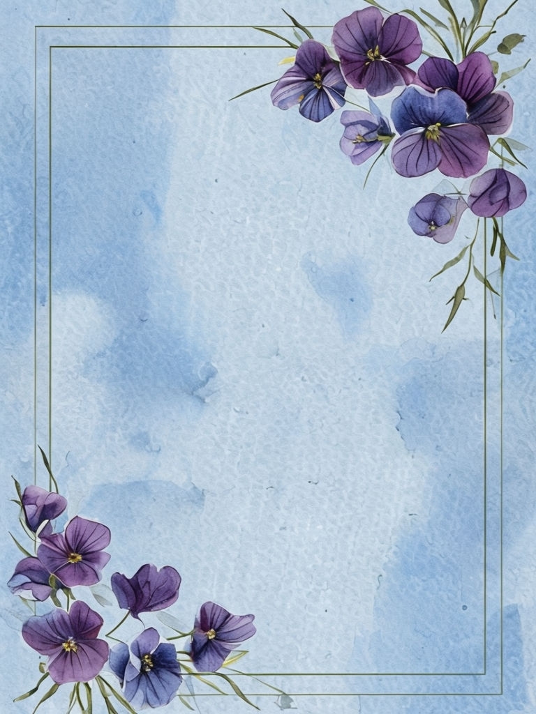 Elegant Watercolor Floral Background with Olive Green Borders Social Media Post