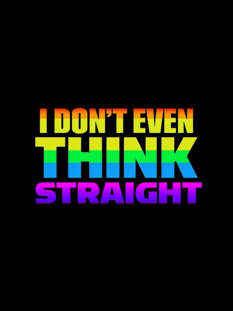 Bold Rainbow Text Design 'I Don't Even Think Straight' T-Shirt