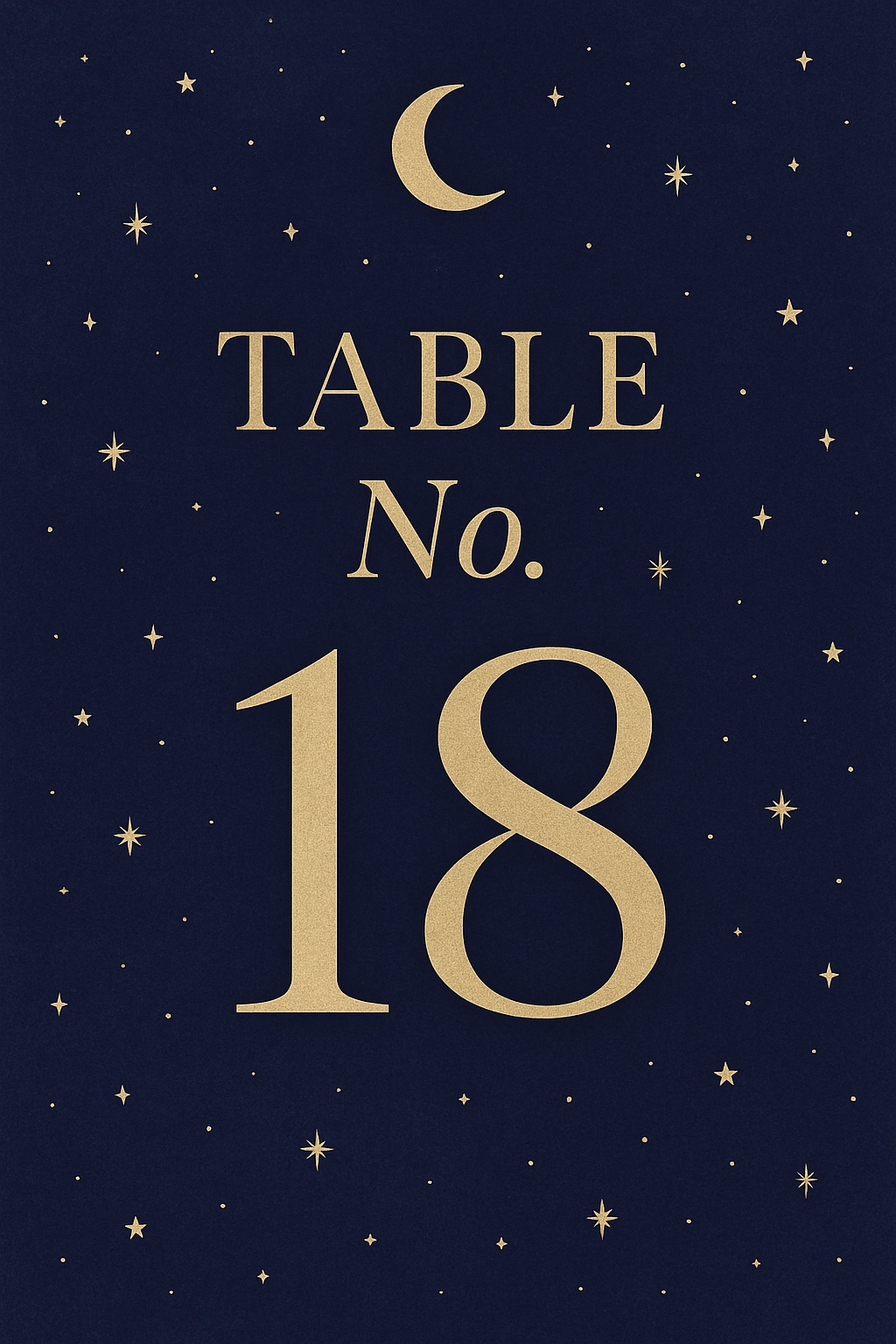 Elegant Gold Table Number 18 with Celestial Design Sign