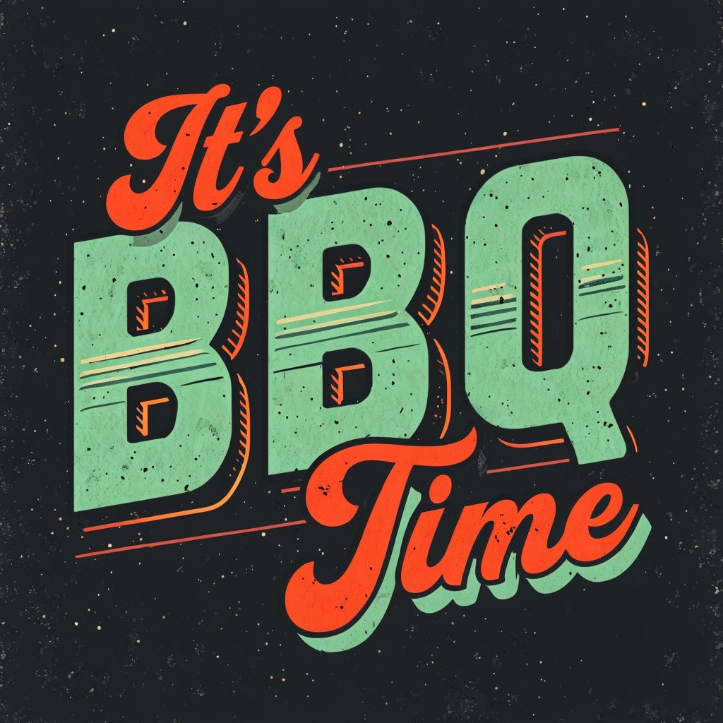 Vintage BBQ Time Retro Typography Design T-Shirt