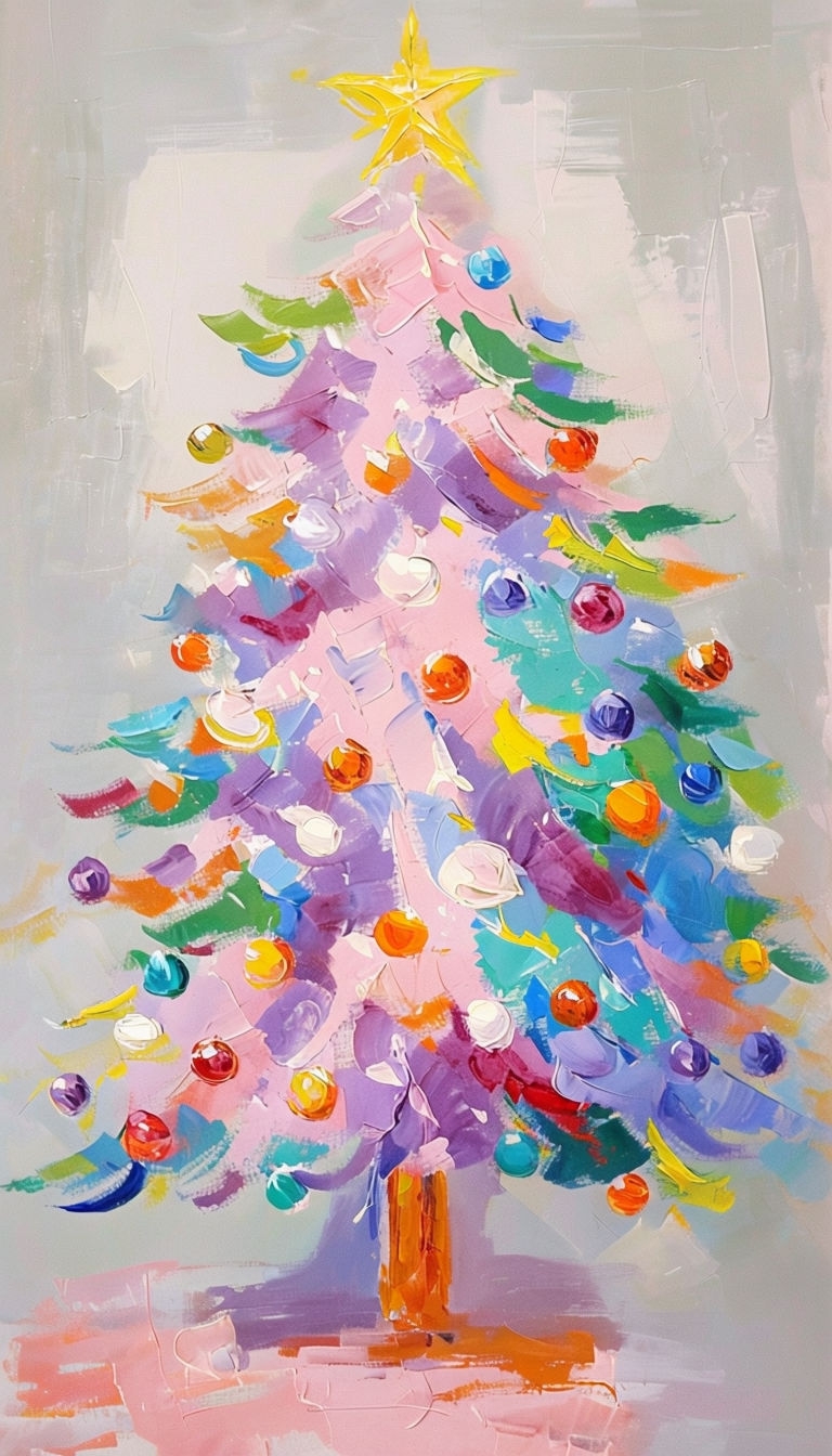 Vibrant Impressionist Christmas Tree Art for Festive Decor Poster