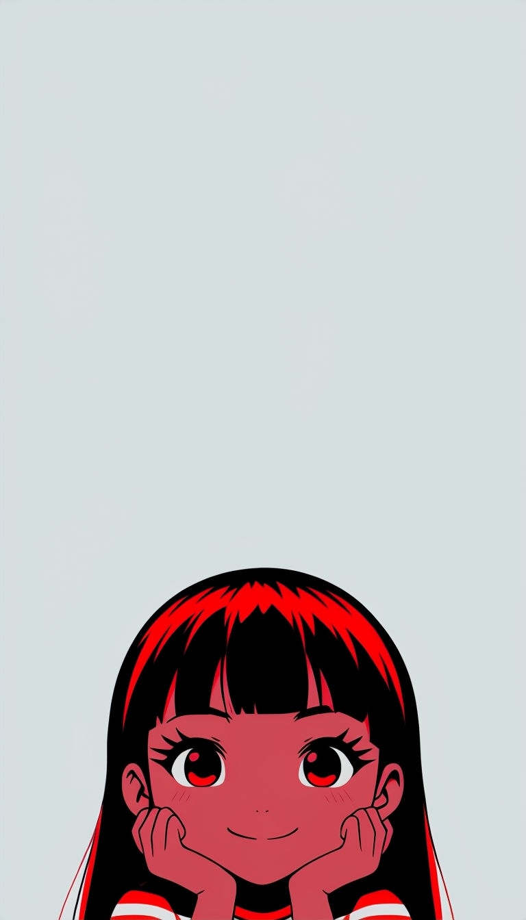 Playful Retro Anime Girl Illustration on Light Gray Background Phone Case Cover