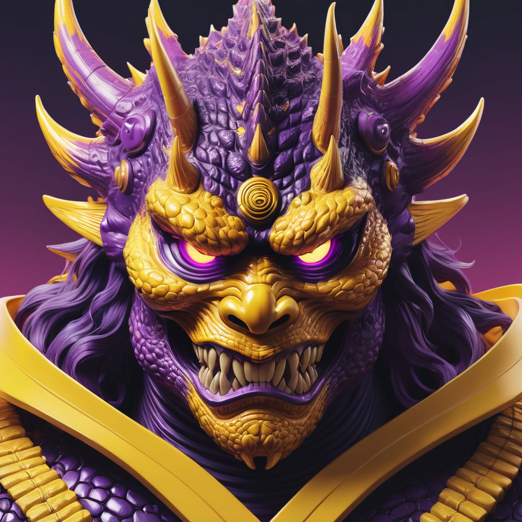 Illustrated portrait of a hip and cool godzilla oni samurai ... by ...