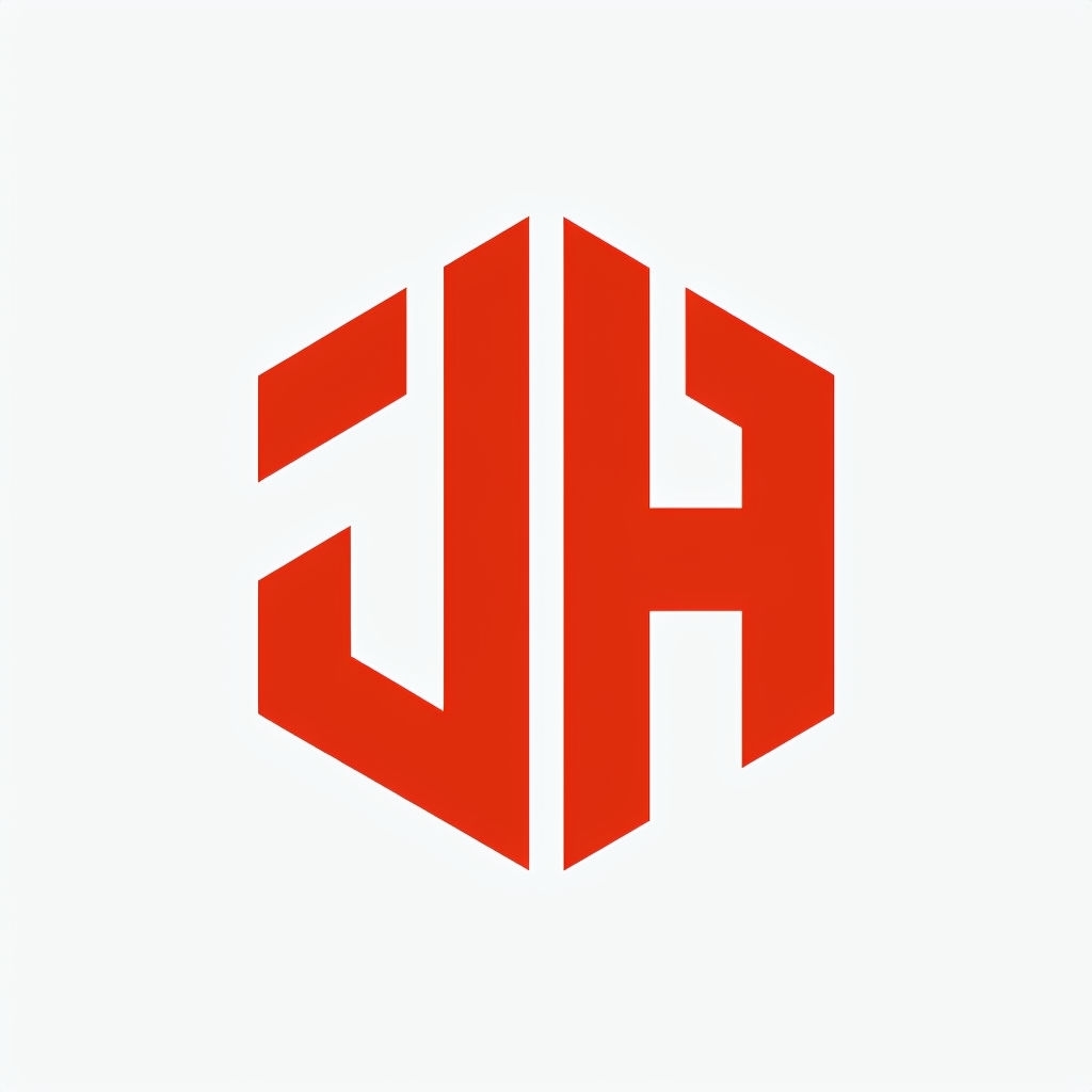 Bold Geometric Red JH Minimalist Logo Design Monogram