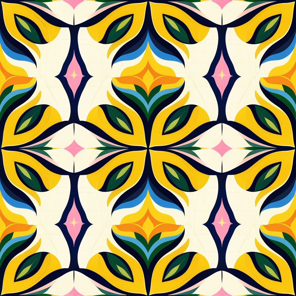 Vibrant Floral Abstract Pattern with Symmetrical Shapes Sticker