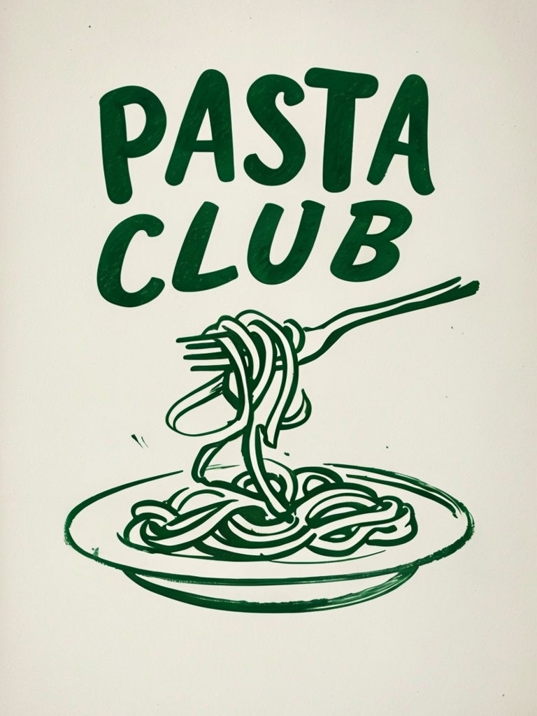 Playful Forest Green Pasta Club T-Shirt Design