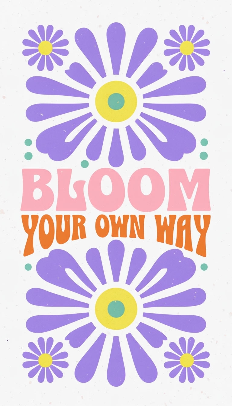 Cheerful Bloom Your Own Way Typography Phone Case Cover - Playground