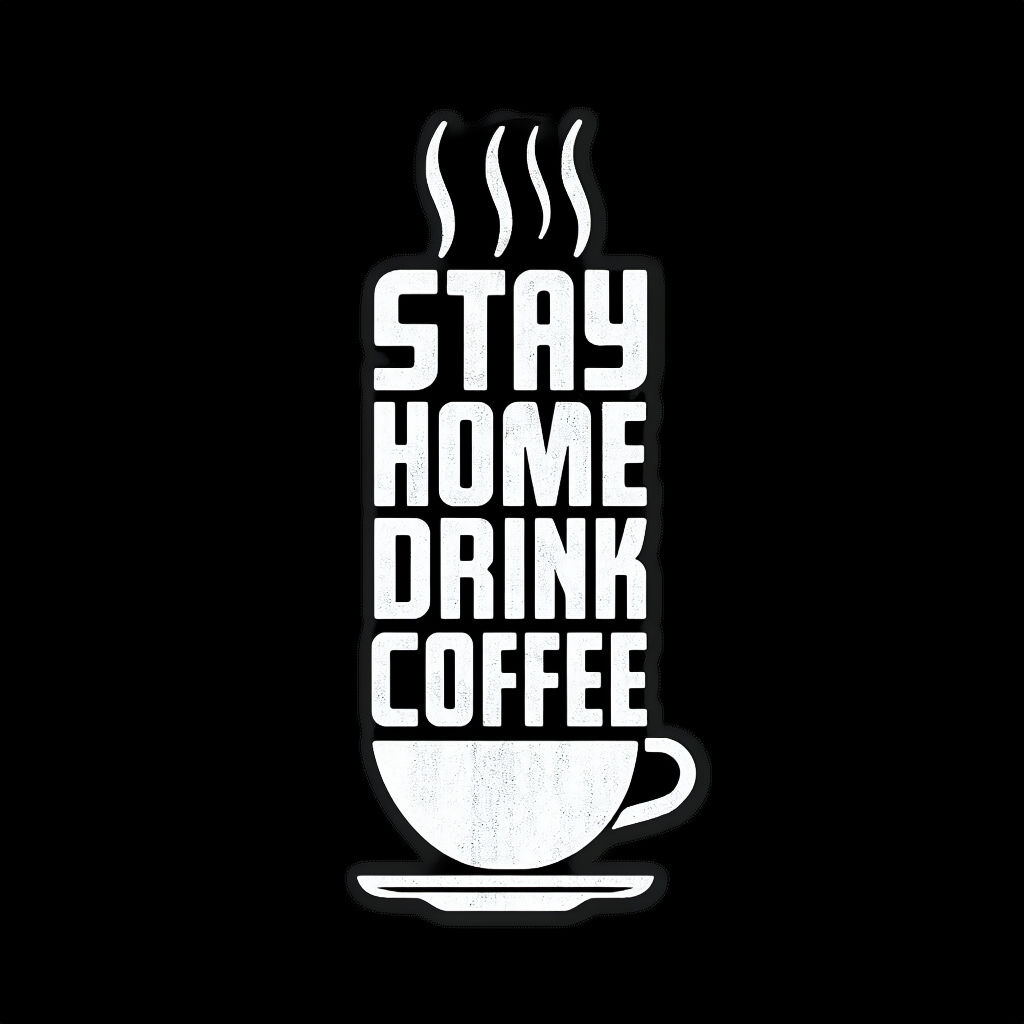 Stay Home Drink Coffee Minimalist Art Design Poster