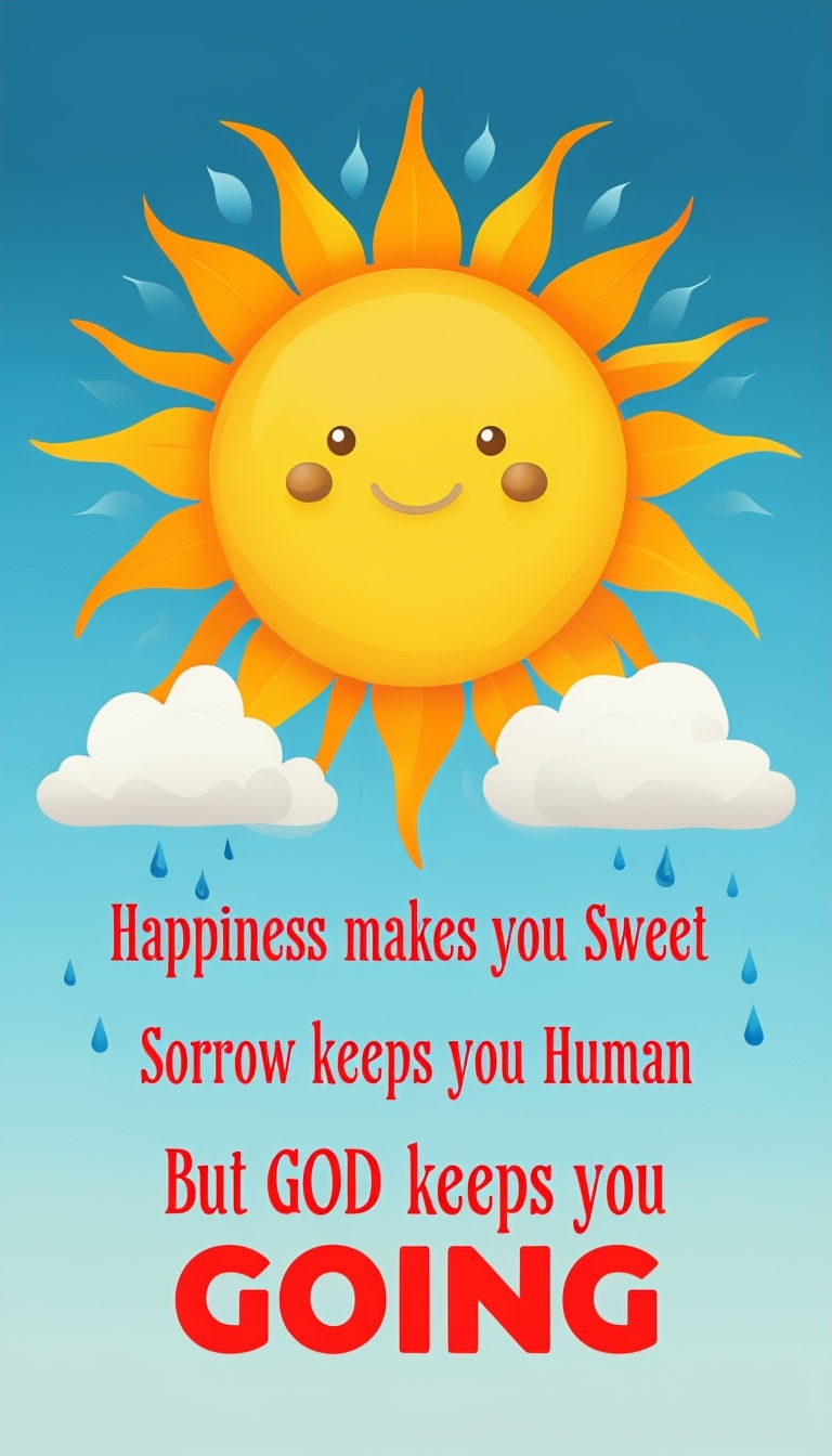 Cheerful Cartoon Sun with Uplifting Quotes Art Poster