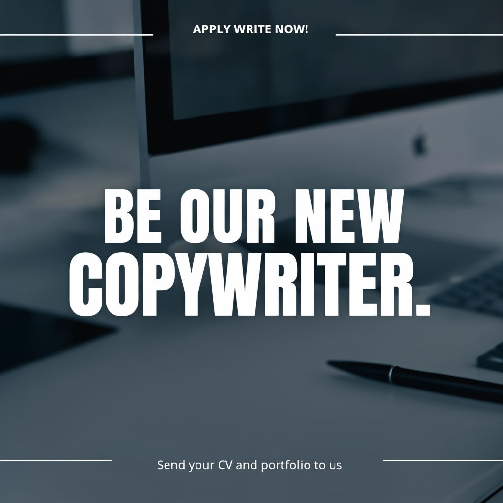 Modern Minimalist Job Advertisement 'Be Our New Copywriter' Banner Social Media Post