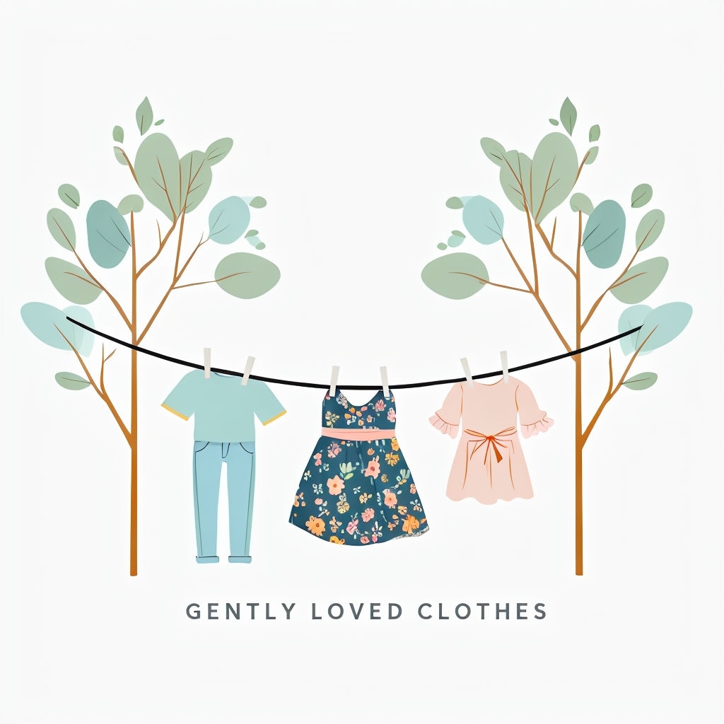 Minimalist Gently Loved Clothes Logo with Nature Elements