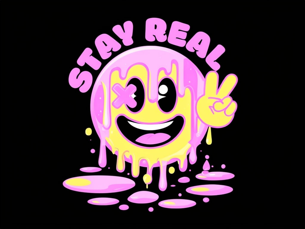 Vibrant Smiling Face Emoji with Dripping Paint T-Shirt
