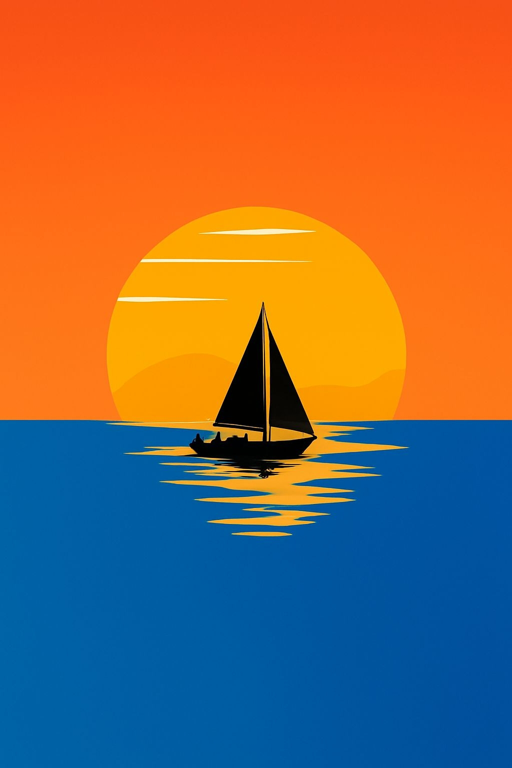 Serene Seascape Sunset with Sailboat Minimalist T-Shirt