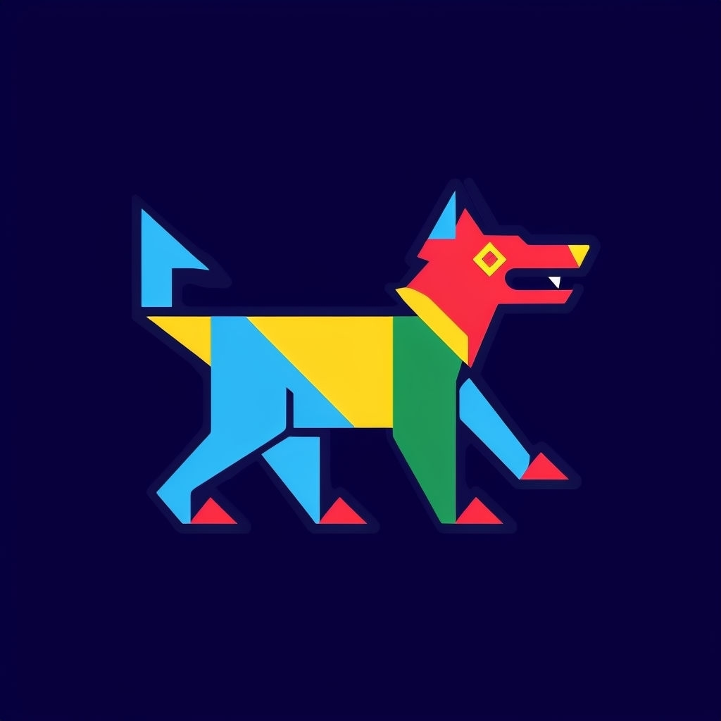 Vibrant Geometric Abstract Dog Illustration T-Shirt