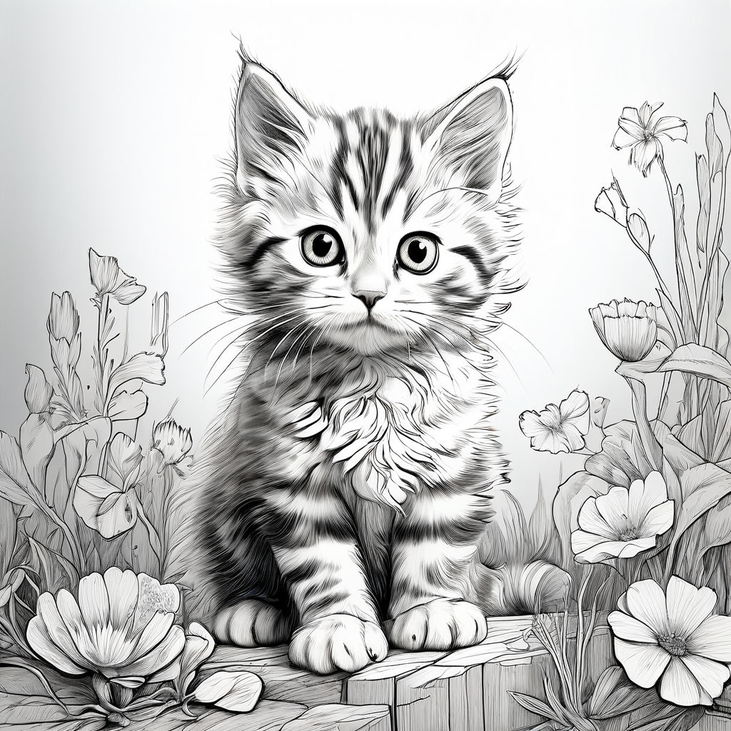 Draw me a coloring page in black and white format. image of by