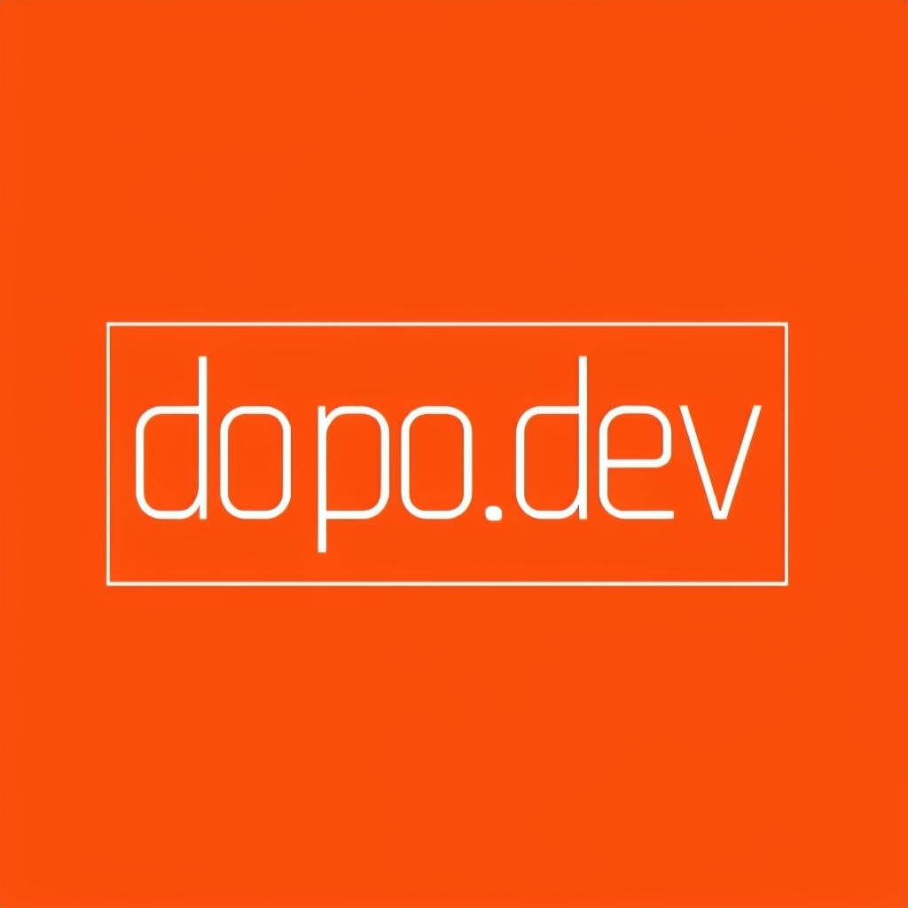 Modern Minimalist Dopo.dev Logo Design on Vibrant Orange Background