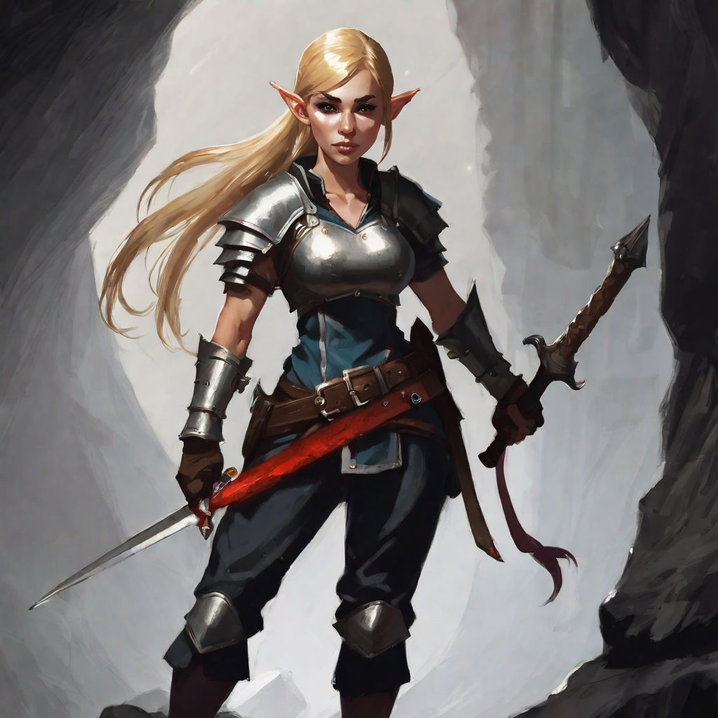 DnD female gnome fighter long blond ponytail rapier pointy e... by Lars ...