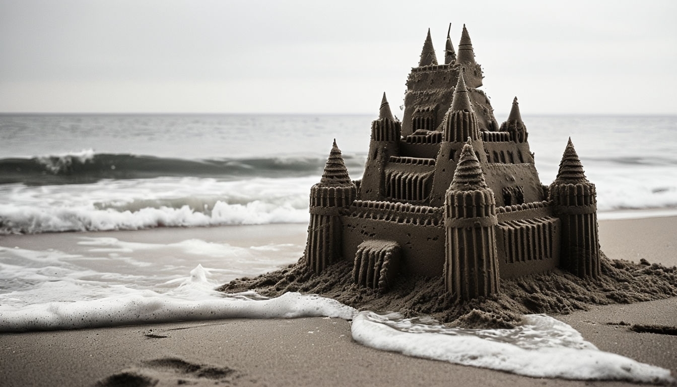 Serene Sandcastle Beach Photograph for Virtual Backgrounds