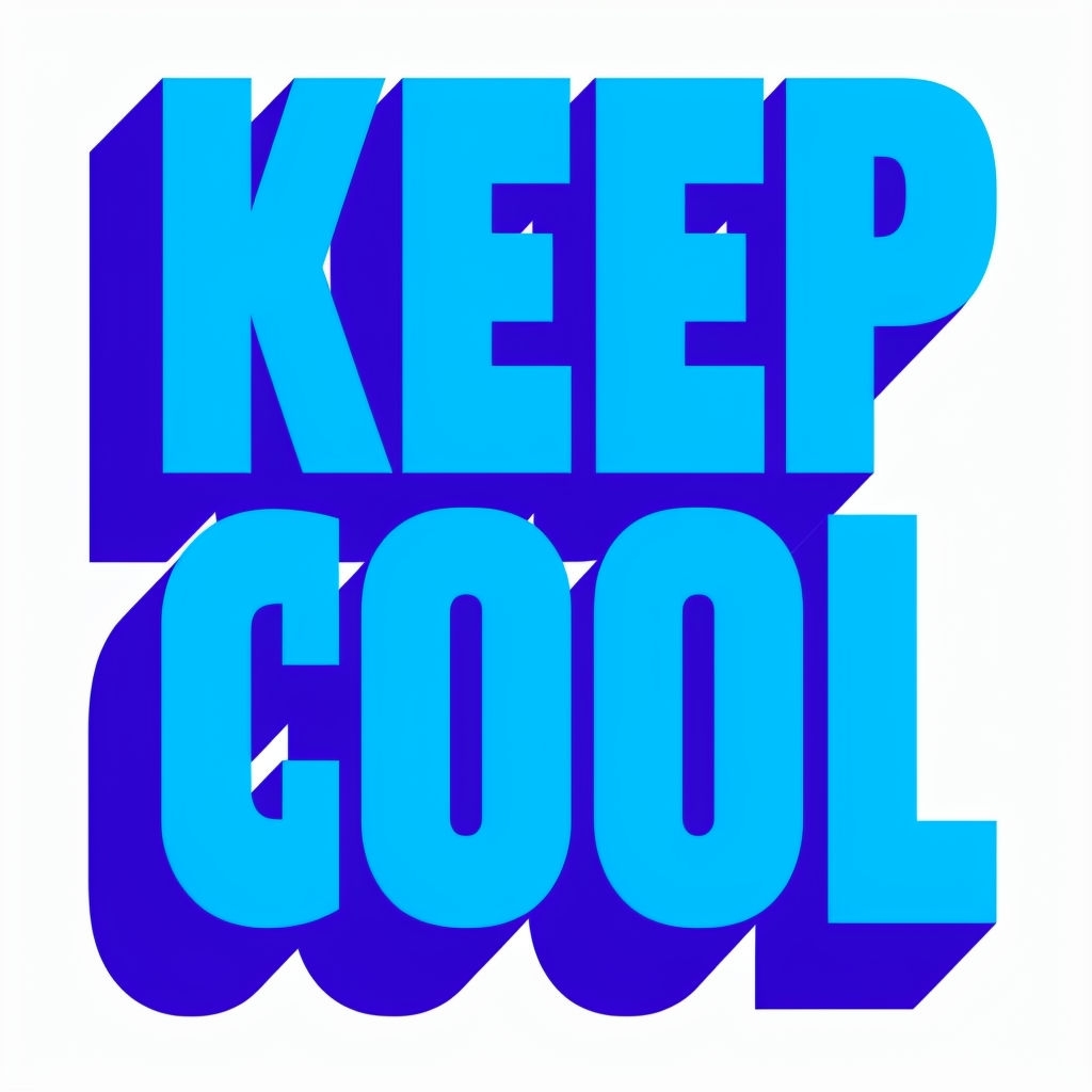 Bold Sky Blue KEEP COOL Graphic Design T-Shirt