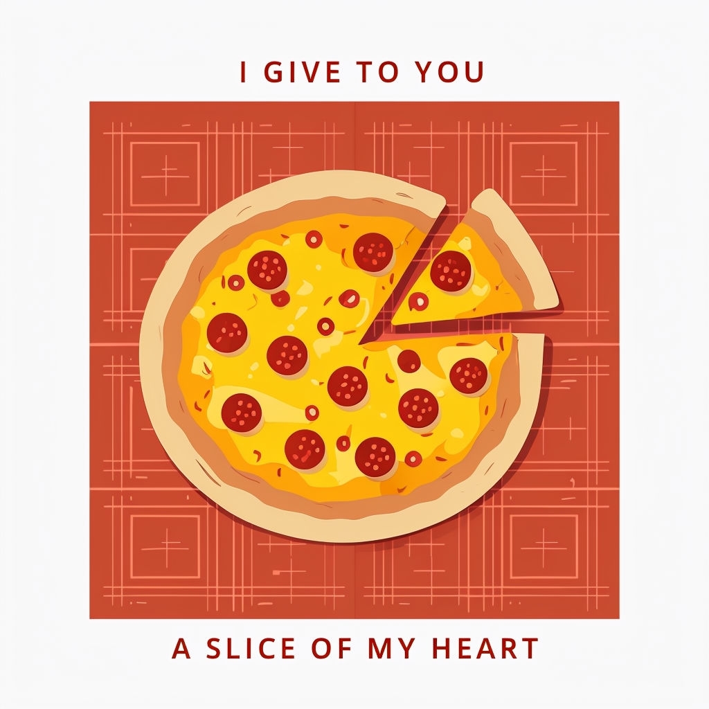 Cheerful Cartoon Pizza Slice with Heartfelt Message Card