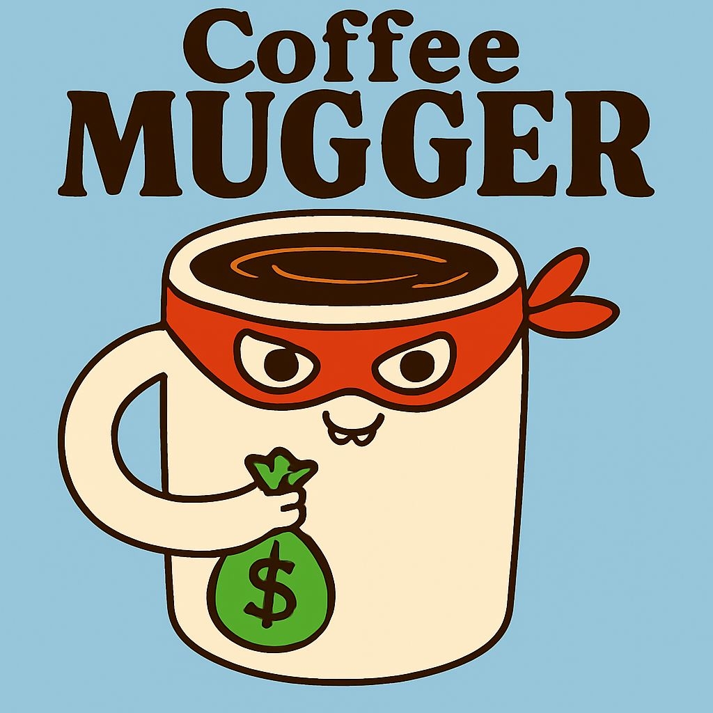 Playful Coffee Mugger Cartoon Illustration with Bandana Mug Mug