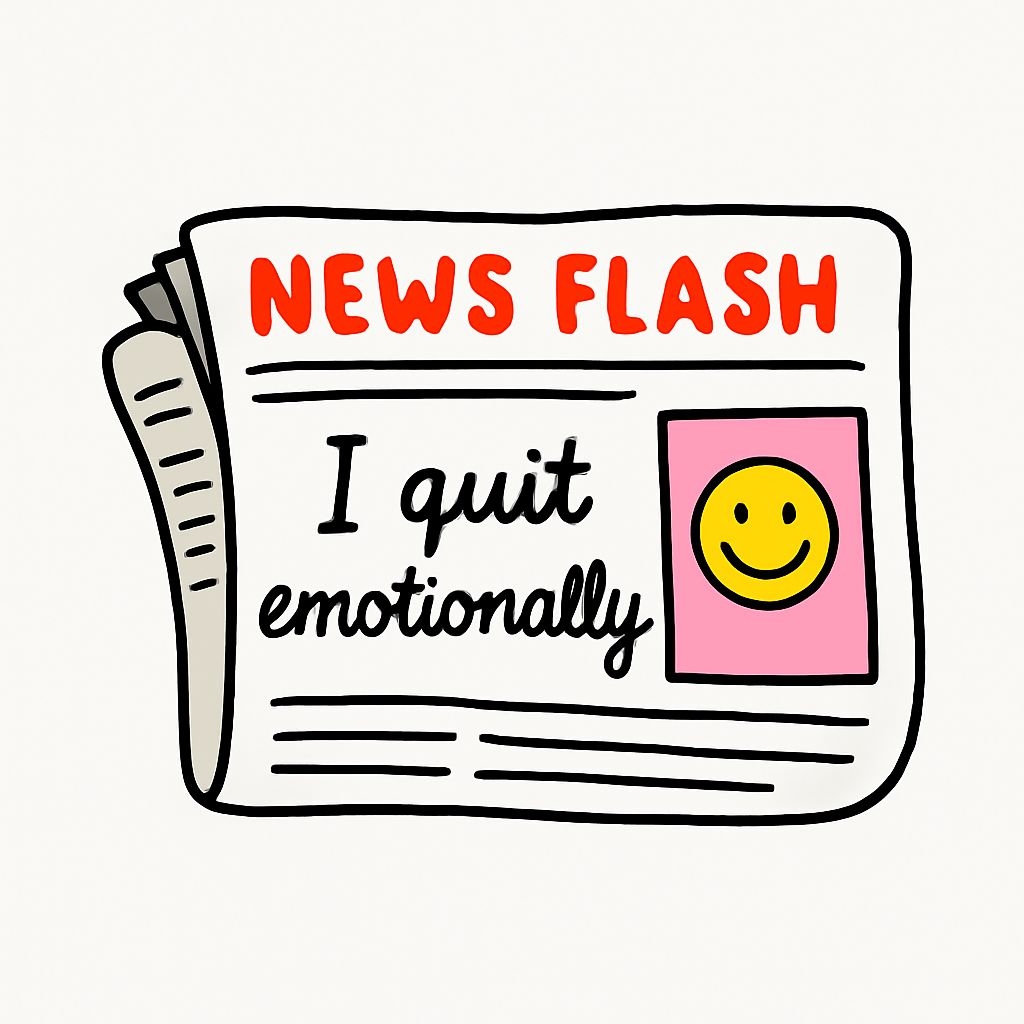 Playful Cartoon Newspaper Illustration with Smiley Face Sticker