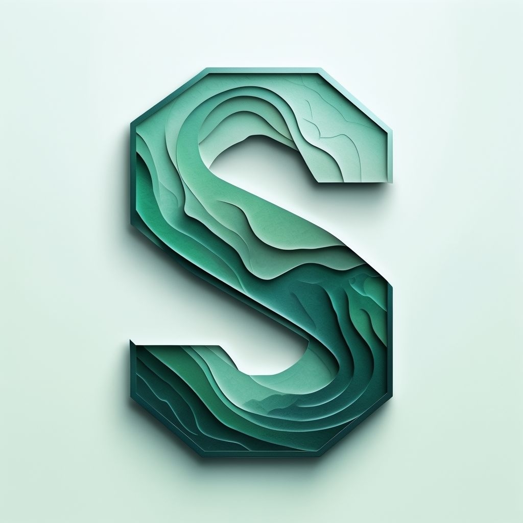 Intricate Green Layered S Monogram Art with Topographical Design Monogram