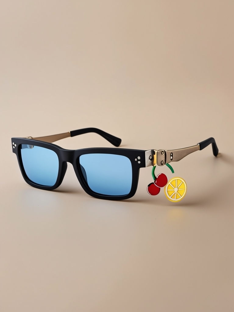 Stylish Black Sunglasses with Playful Charms Illustration Art