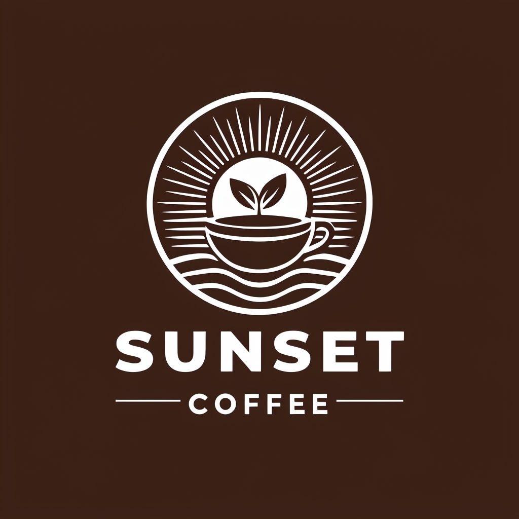 Modern Minimalist Sunset Coffee Logo Design