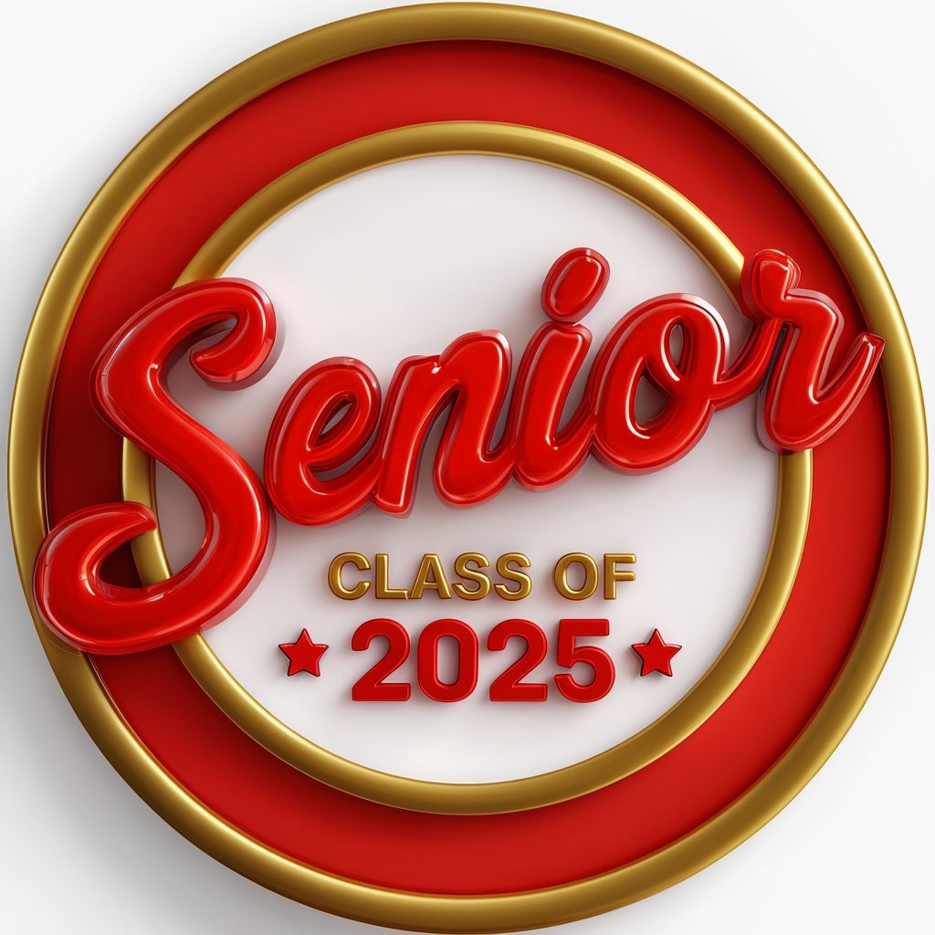 Vibrant 3D Senior Class of 2025 Emblem Poster