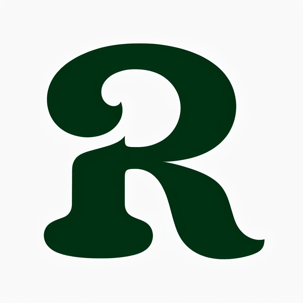 Stylized Dark Green Letter R Minimalist Monogram Design