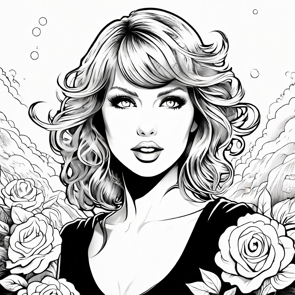 Coloring page featuring Taylor Swift in anime style by Blueaxolotlus ...