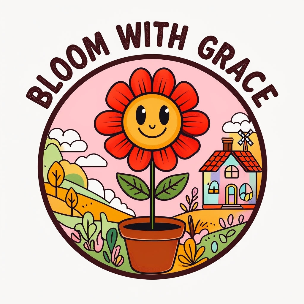 Cheerful Smiling Flower Bloom With Grace Cartoon T-Shirt