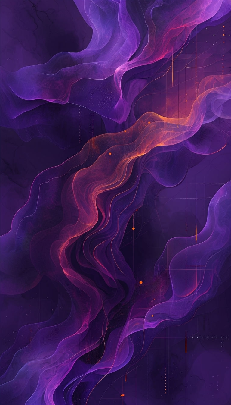 Ethereal Abstract Waves in Purple and Neon Pink Art