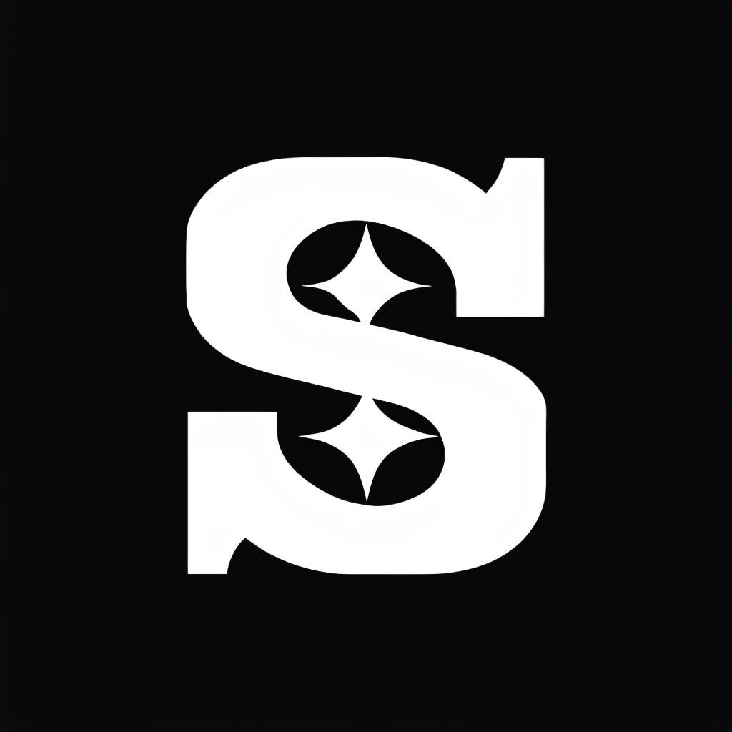 Stylish High-Contrast White 'S' Logo on Black Background Logo