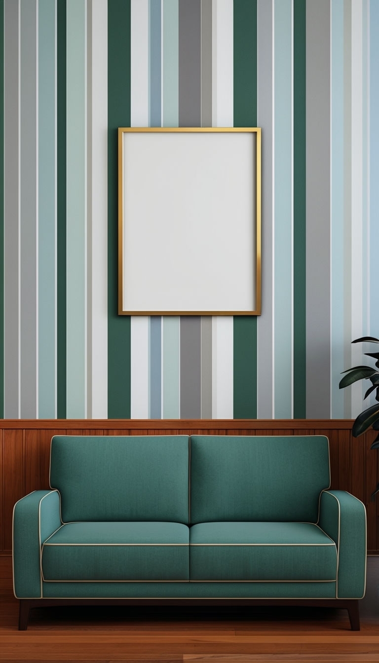 Teal Green Sofa in Modern Minimalist Interior Mockup