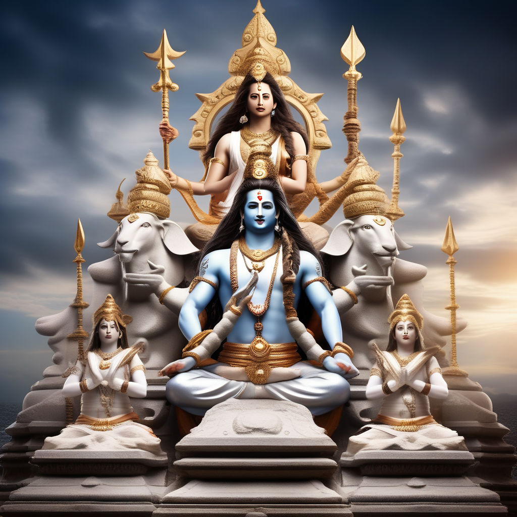 Create an image in which lord shiva is giving powers to 6 hu... by ...