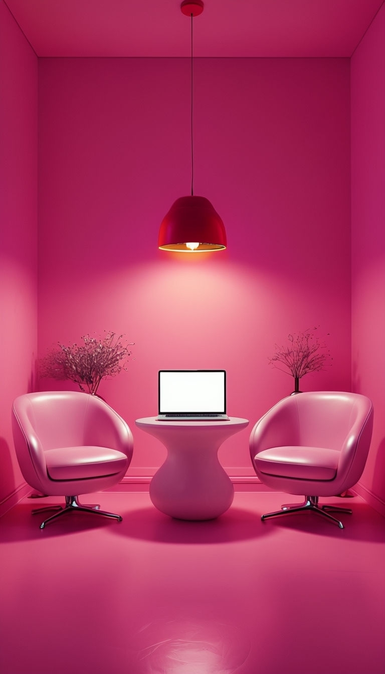 Monochromatic Pink Minimalist Interior Scene Mockup
