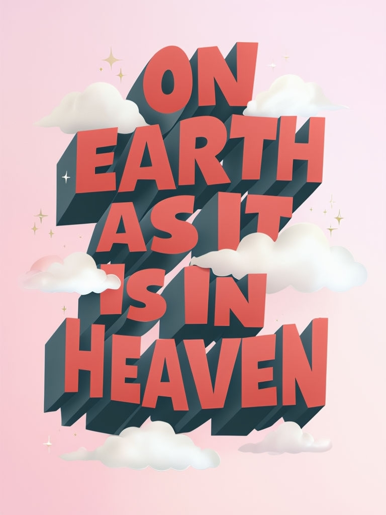 3D Red Text "On Earth As It Is In Heaven" Poster