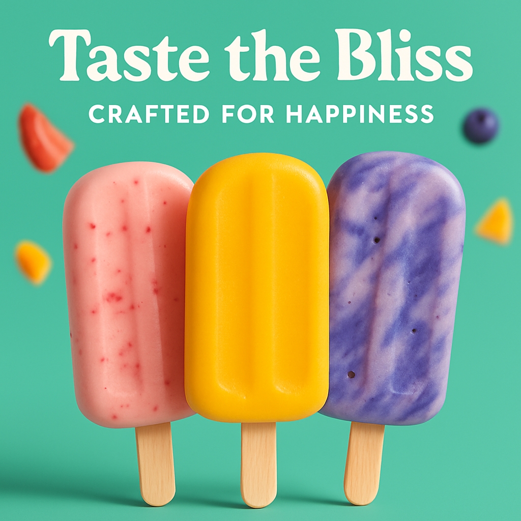 Colorful Ice Cream Delight Design with Cheerful Fruits Poster
