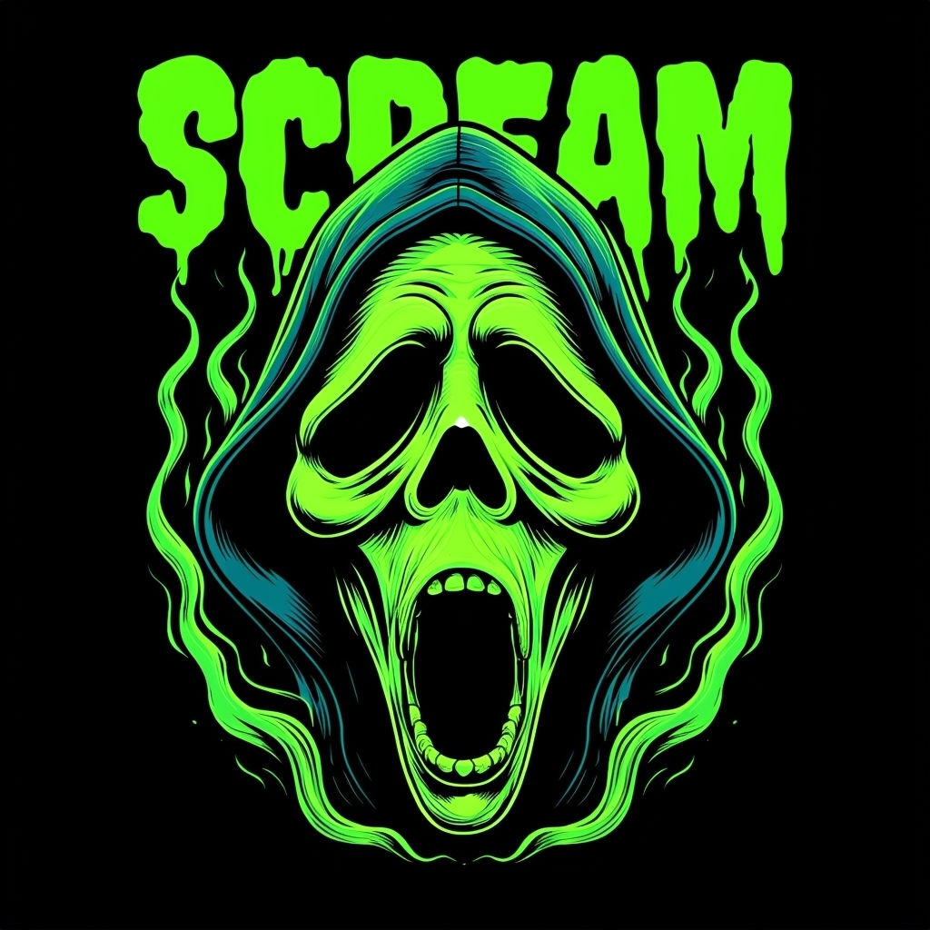 Ghostface Horror Inspired Neon Scream T-Shirt