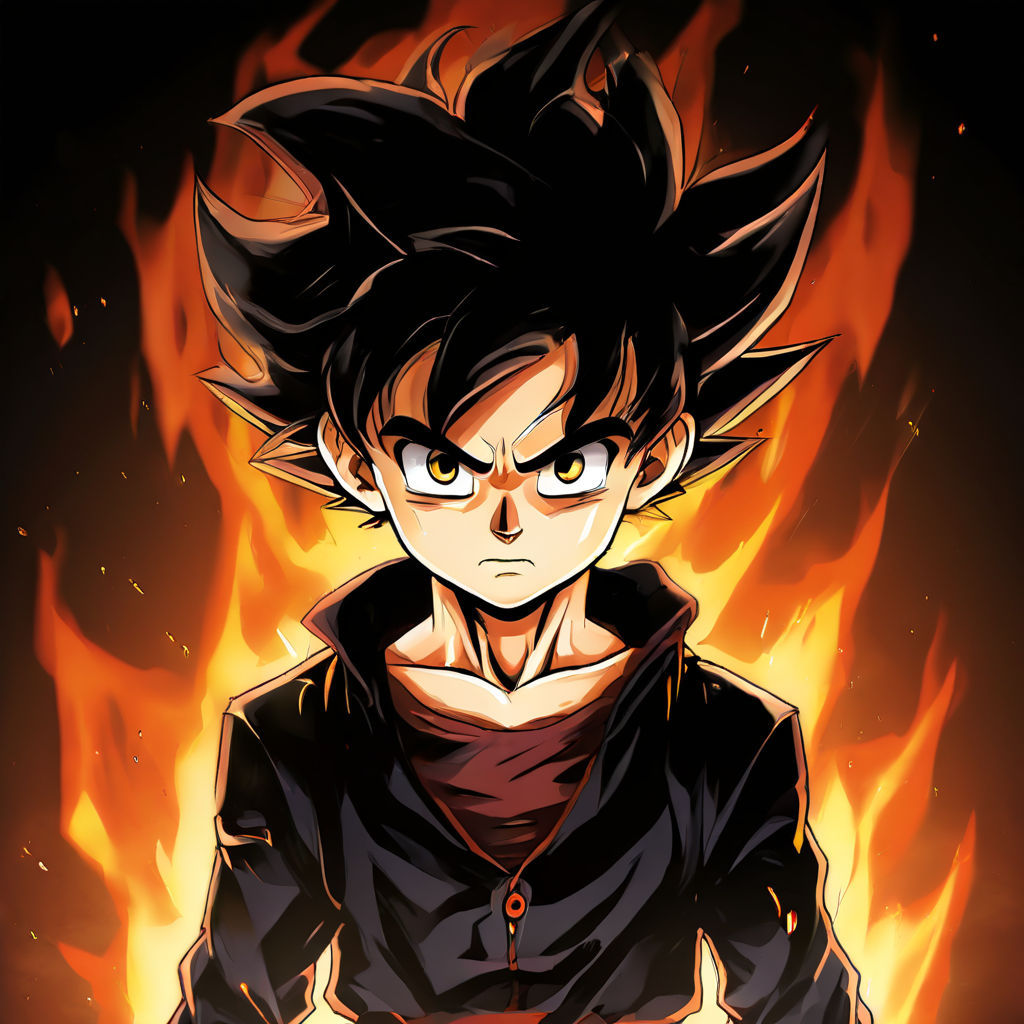 Goku Black from the anime/manga series Dragon Ball Super. He should be  depicted as a muscular and imposing figure