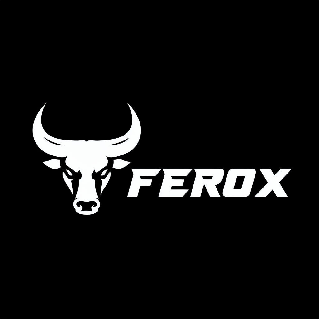 Stylized Bull Head FEROX Modern Logo Design