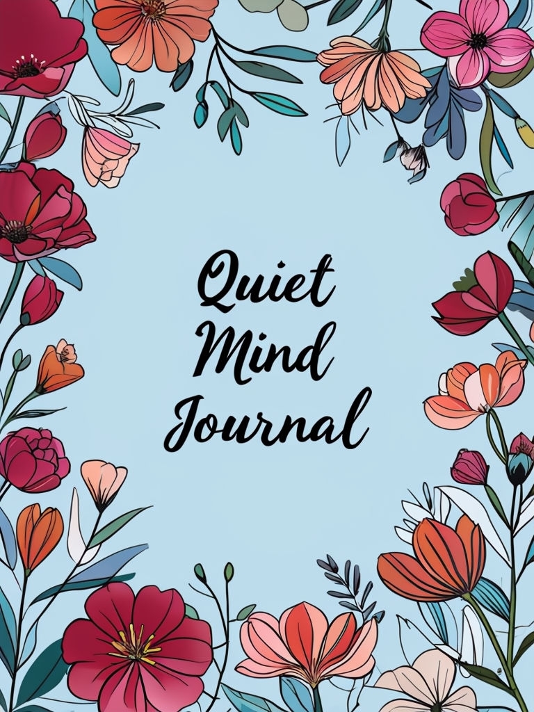 Elegant Quiet Mind Journal Design with Floral Illustrations EBook Cover