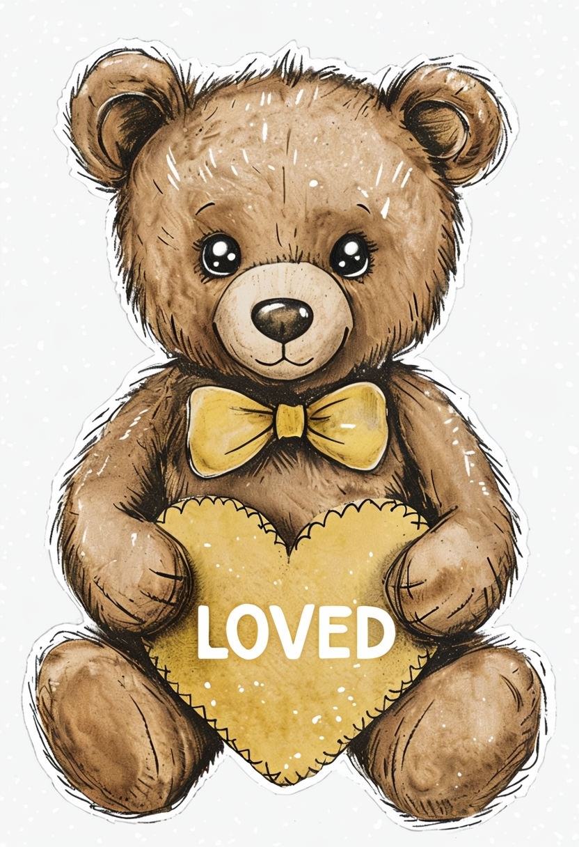 Vintage Teddy Bear Holding Heart with Loved Text T-Shirt